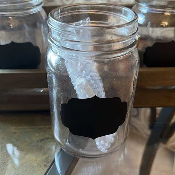 Chalkboard Set of Three Glass Jars With Wooden Tray - Picture 3 of 4